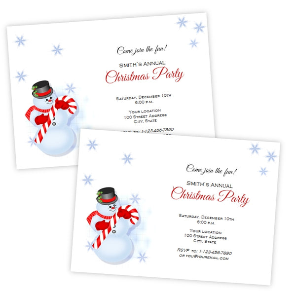Snowman Christmas Invitation Template – A.J.'s Prints