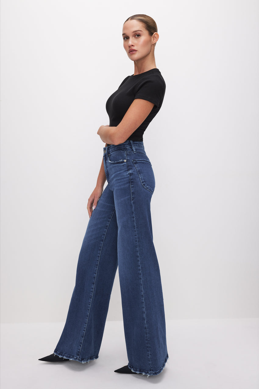 GOOD WAIST PALAZZO JEANS | INDIGO625 View 6 - model: Size 0 |