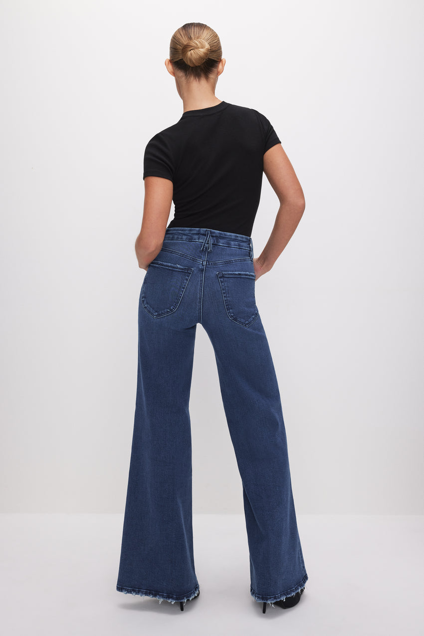 GOOD WAIST PALAZZO JEANS | INDIGO625 View 7 - model: Size 0 |