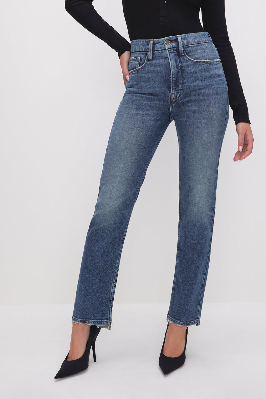 GOOD BOY STRAIGHT CROPPED JEANS | INDIGO604 View 3 - model: Size 0 |