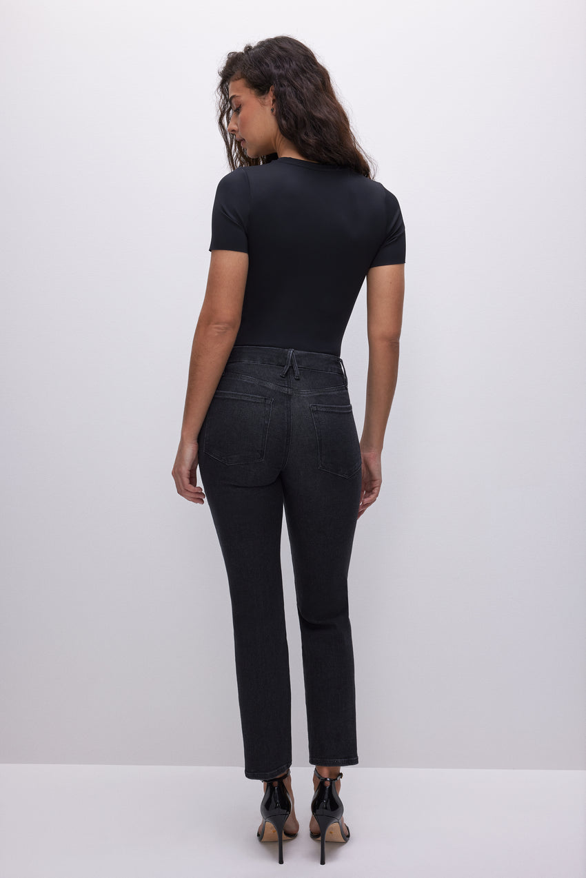 Don't Think Twice DTT Katy high waist cropped straight jeans in washed  black - ShopStyle