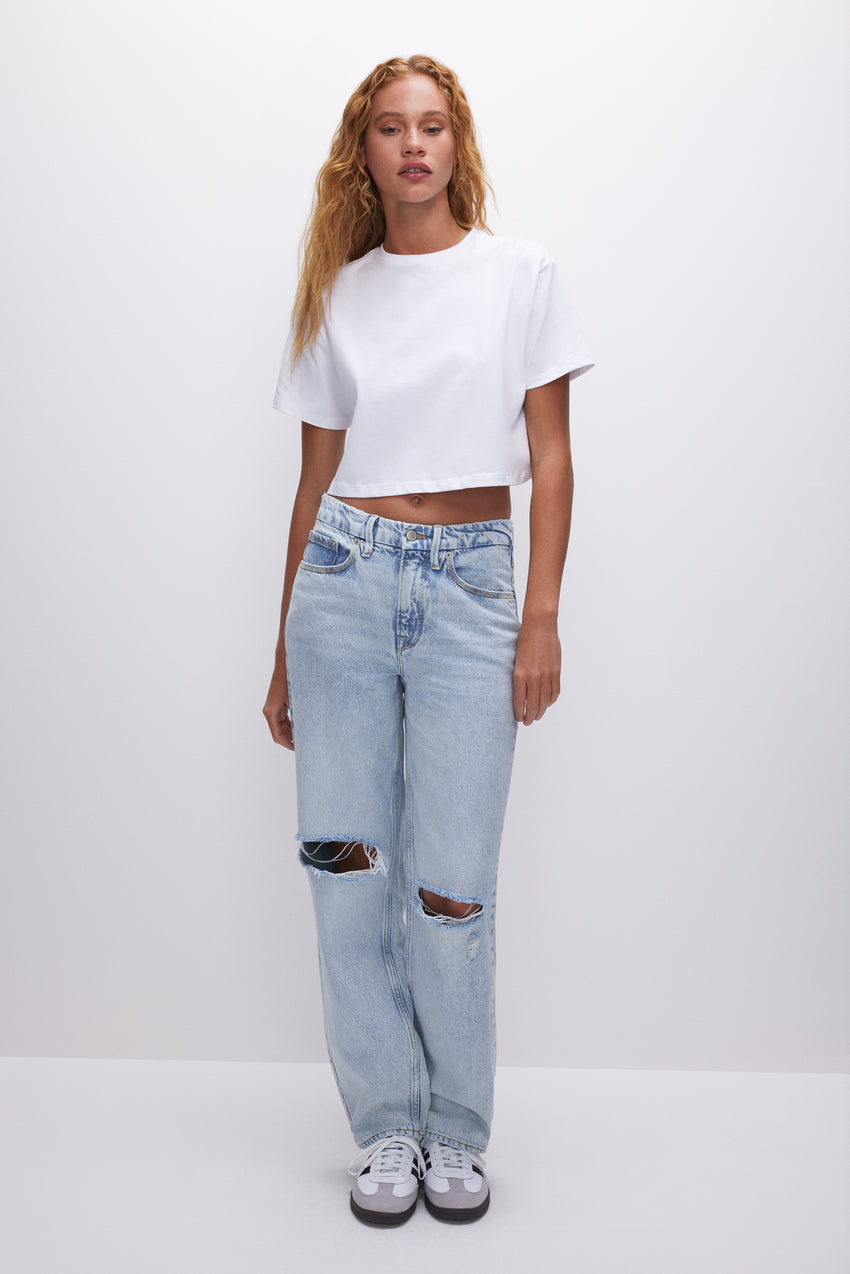 COTTON CROPPED TEE | WHITE001 View 2 - model: Size 0 |