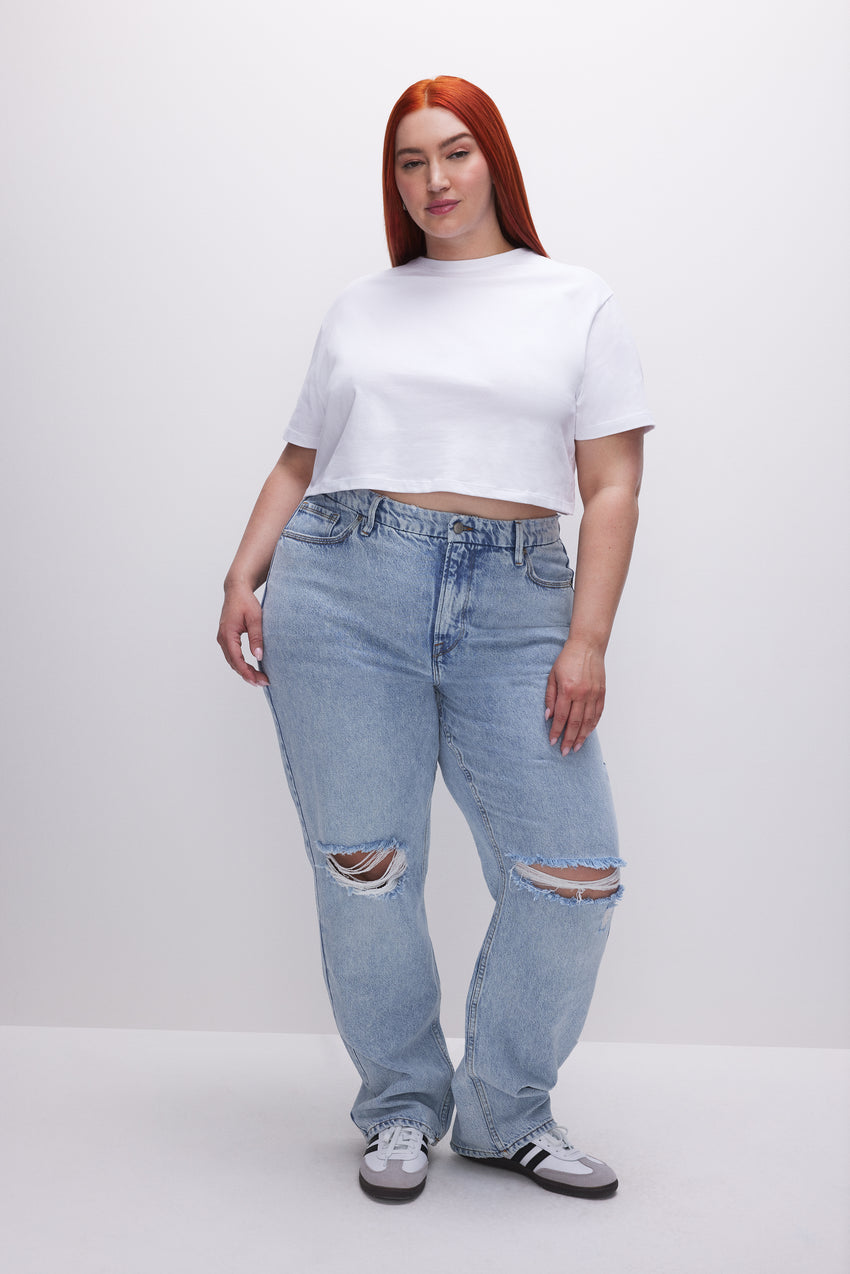 COTTON CROPPED TEE | WHITE001 View 5 - model: Size 16 |