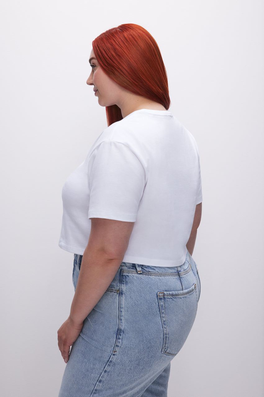 COTTON CROPPED TEE | WHITE001 View 7 - model: Size 16 |