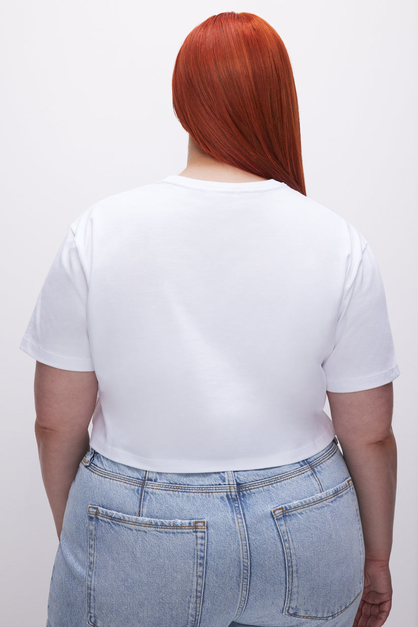 COTTON CROPPED TEE | WHITE001 View 8 - model: Size 16 |