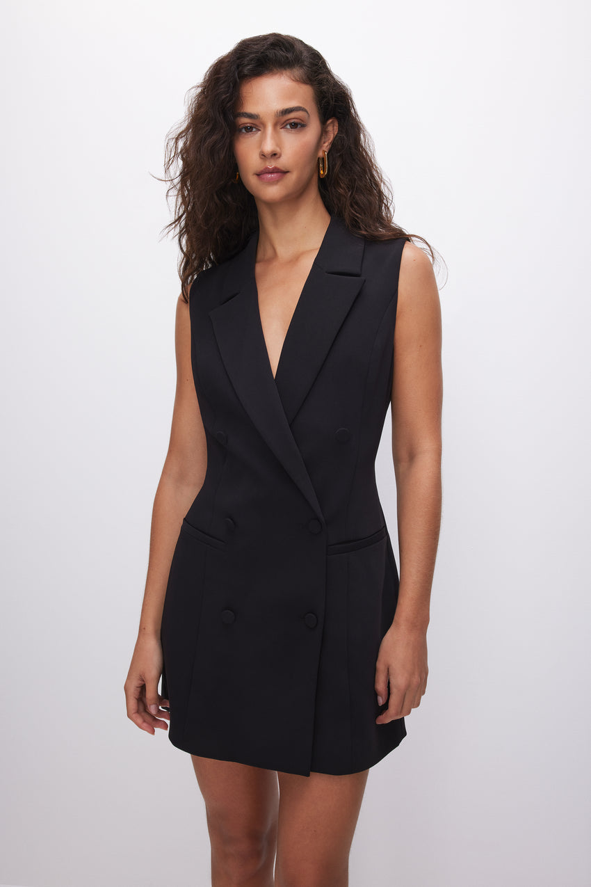 LUXE SUITING MINI DRESS | BLACK001 View 2 - model: Size 0 |