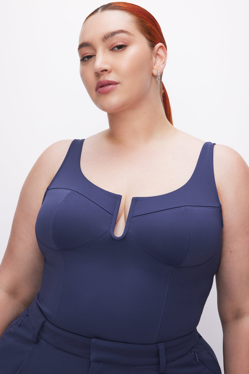 SCUBA U CORSET BODYSUIT | BLUE RINSE View 1 - model: Size 16 |