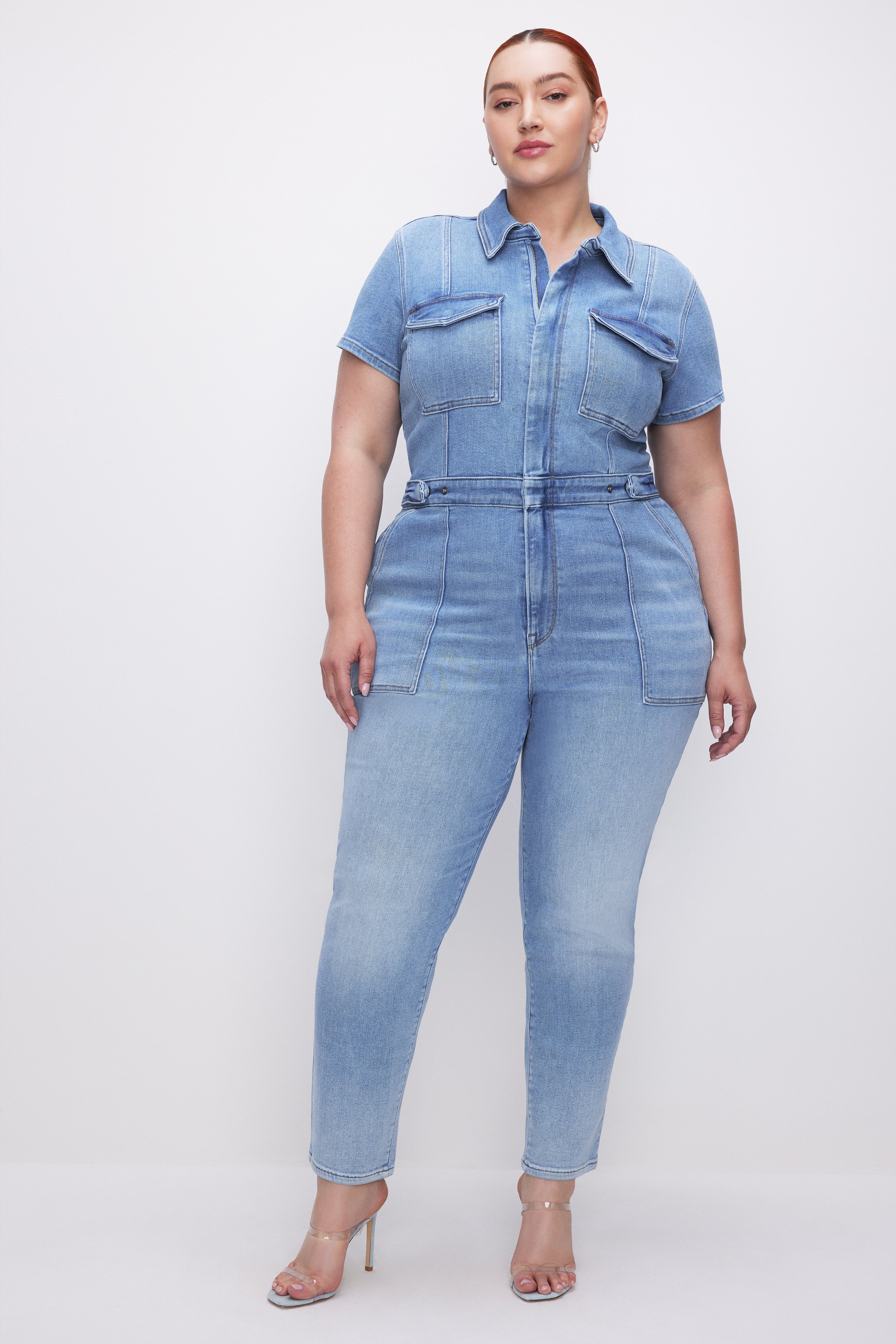 Justine Front Zip Denim Jumpsuit (Medium Denim) · NanaMacs