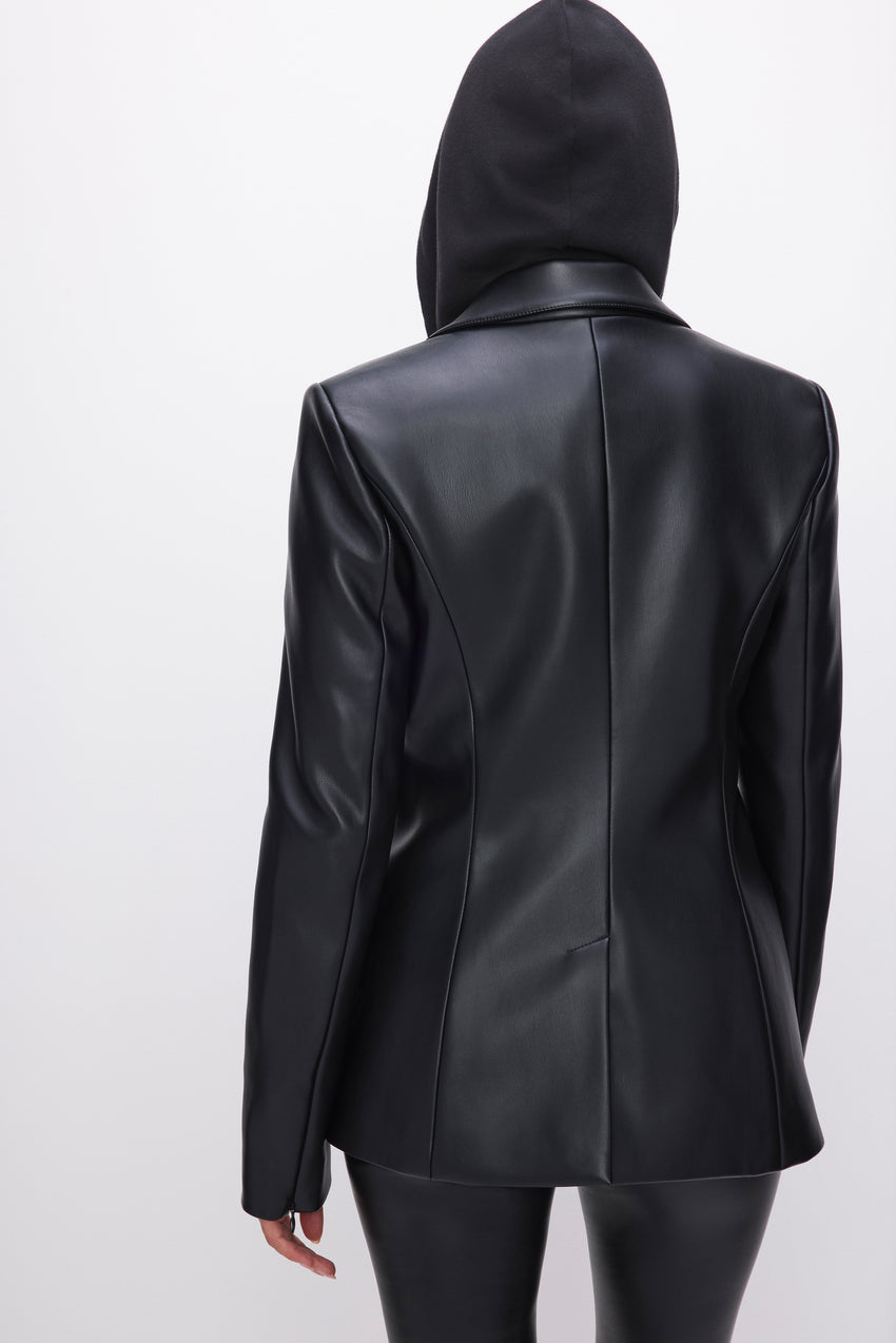 FAUX LEATHER SCULPTED BLAZER | BLACK001 View 5 - model: Size 0 |