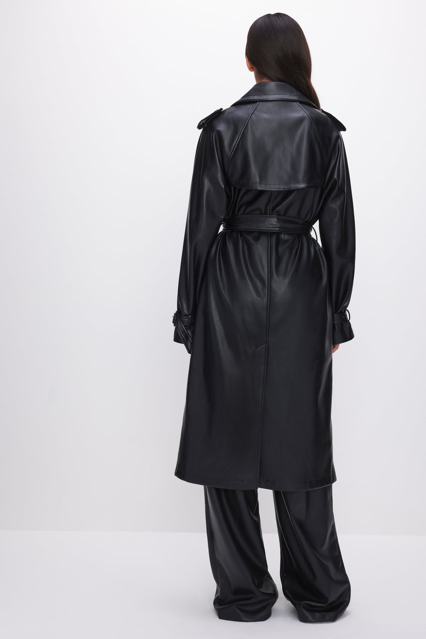 FAUX LEATHER TRENCH COAT | BLACK001 View 3 - model: Size 0 |