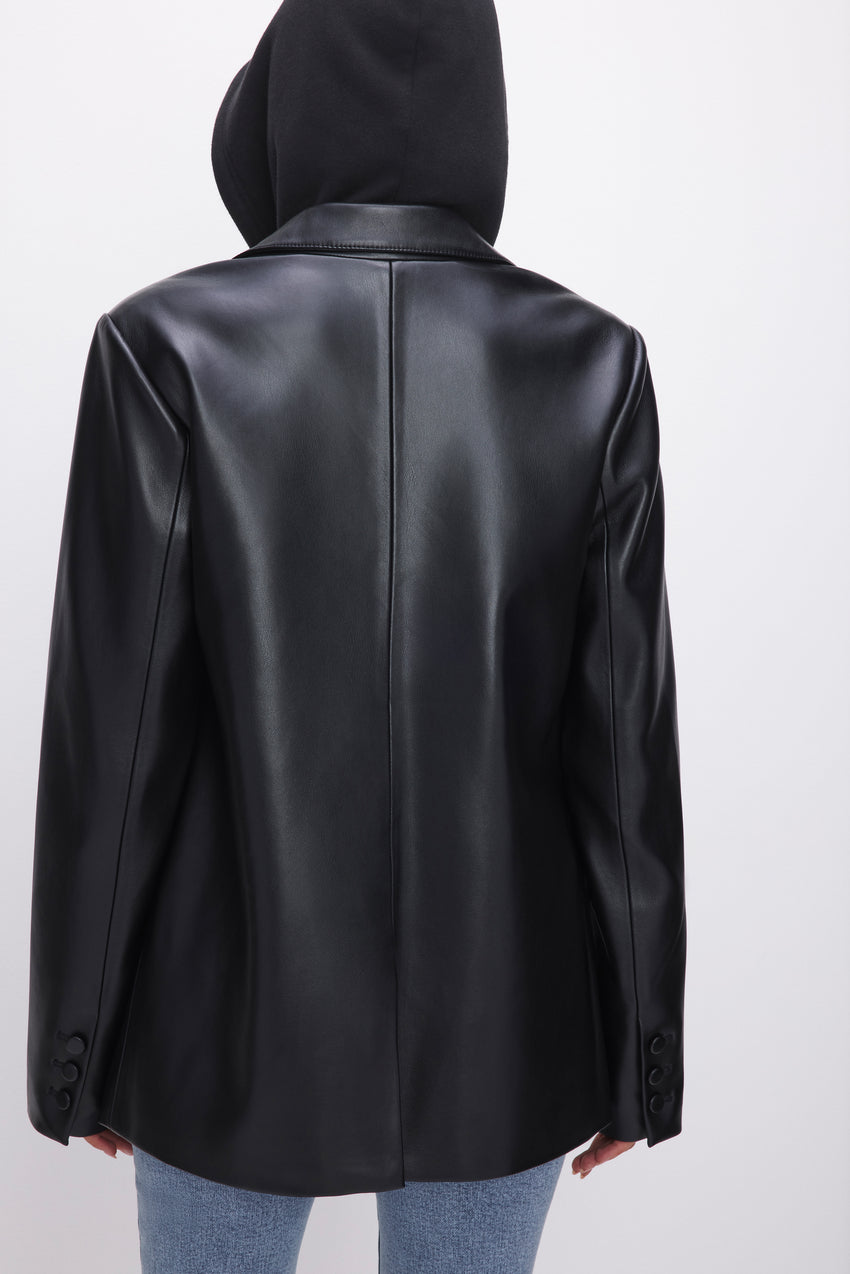 FAUX LEATHER BLAZER | BLACK001 View 4 - model: Size 0 |