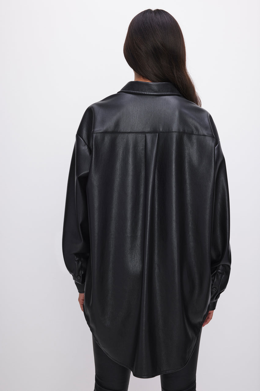 FAUX LEATHER SHIRT | BLACK001 View 5 - model: Size 0 |