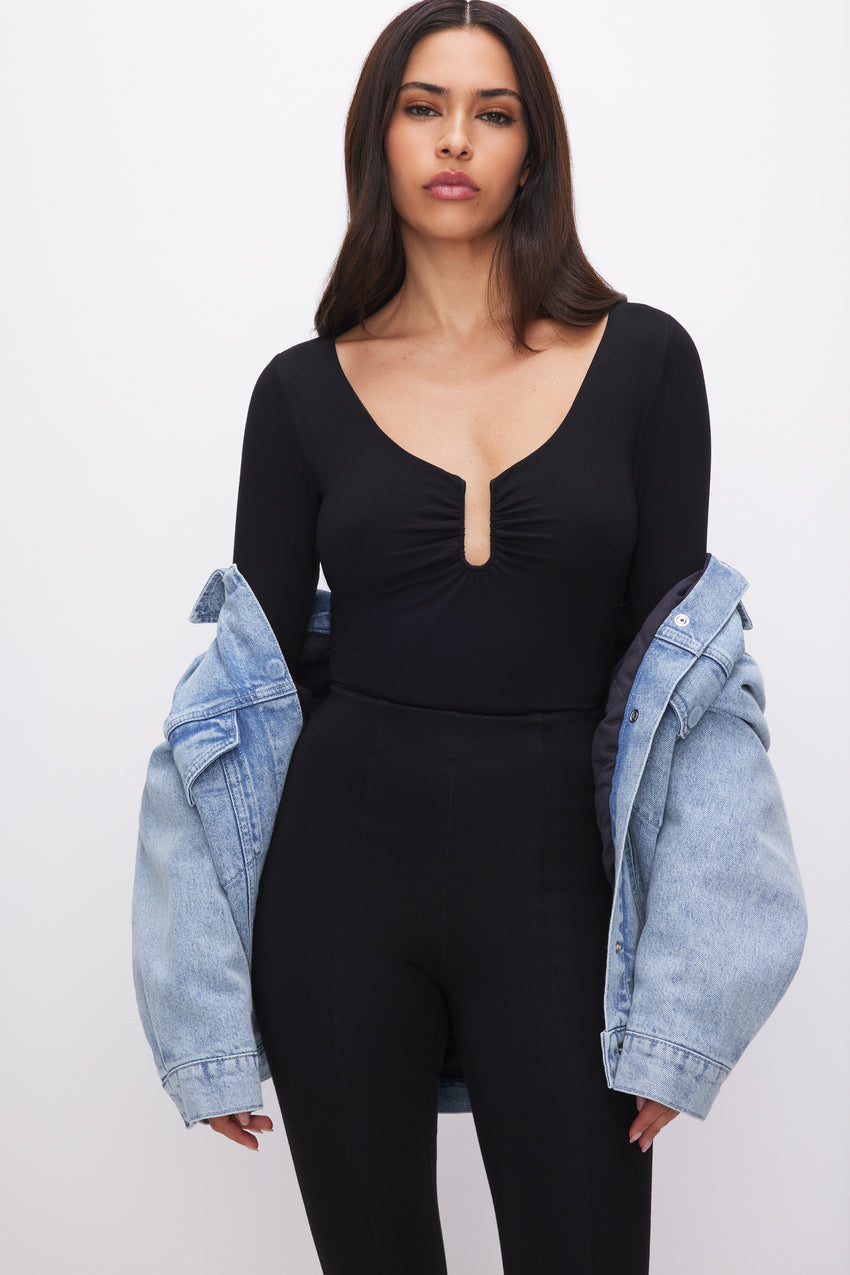 STRETCH JERSEY U RING BODYSUIT | BLACK001 View 7 - model: Size 0 |