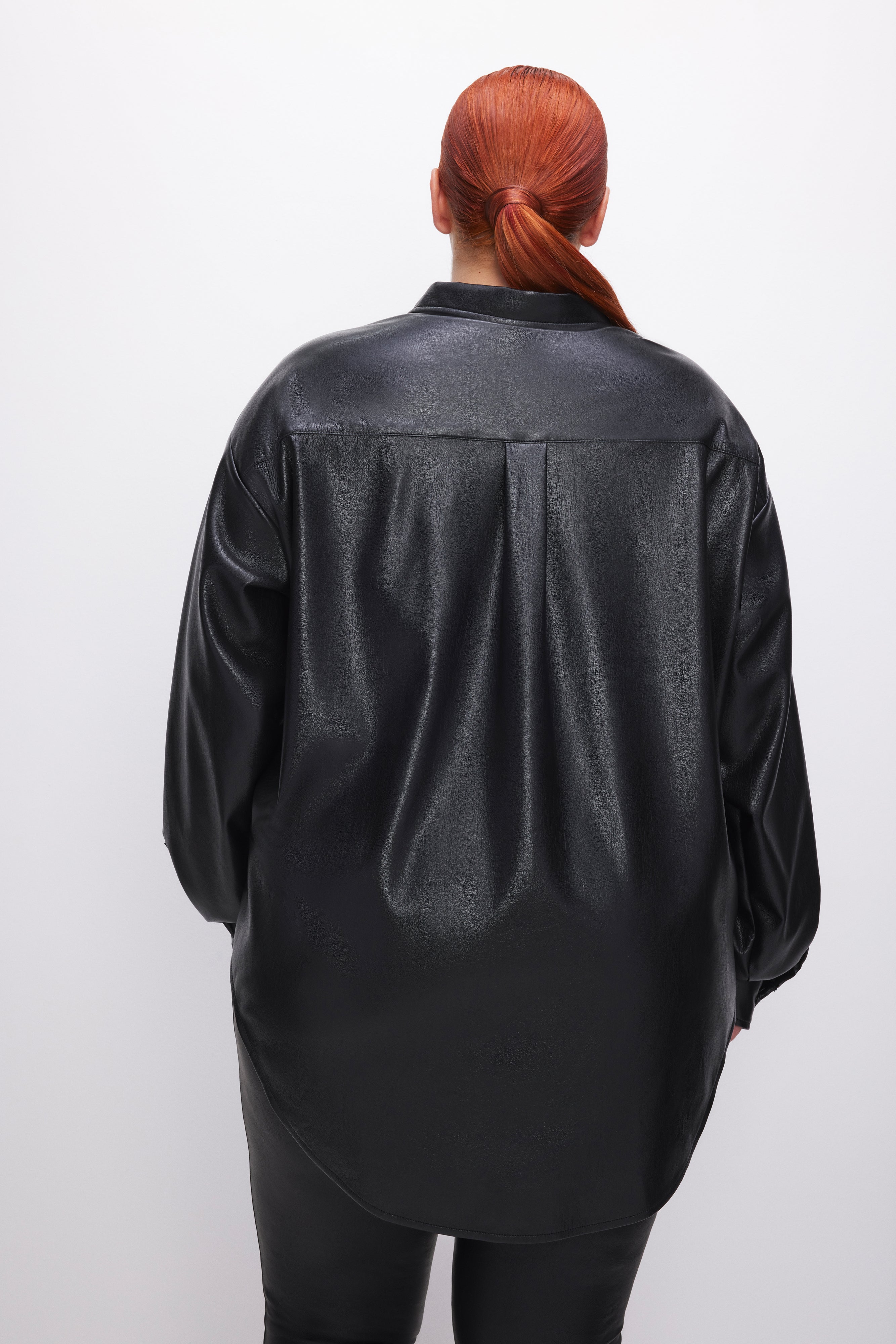 FAUX LEATHER SHIRT   BLACK   GOOD AMERICAN