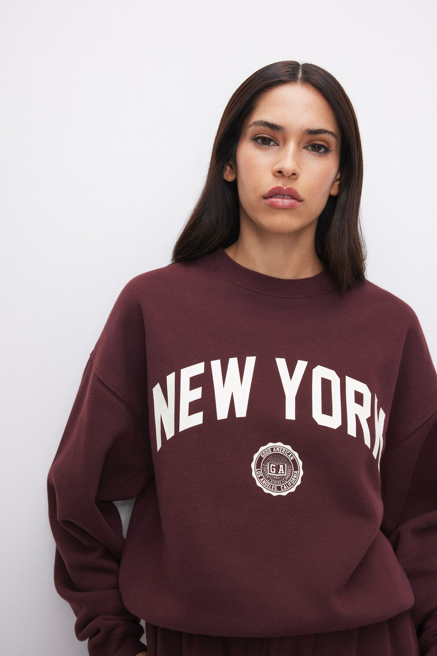 NEW YORK BRUSHED FLEECE GRAPHIC SWEATSHIRT| MALBEC003 View 3 - model: Size 0 |