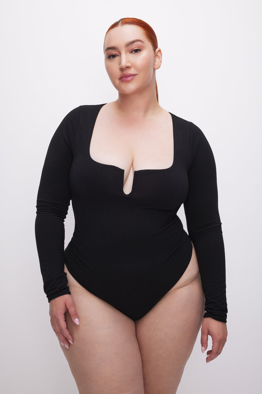 STRETCH JERSEY U RING BODYSUIT | BLACK001 View 0 - model: Size 16 |