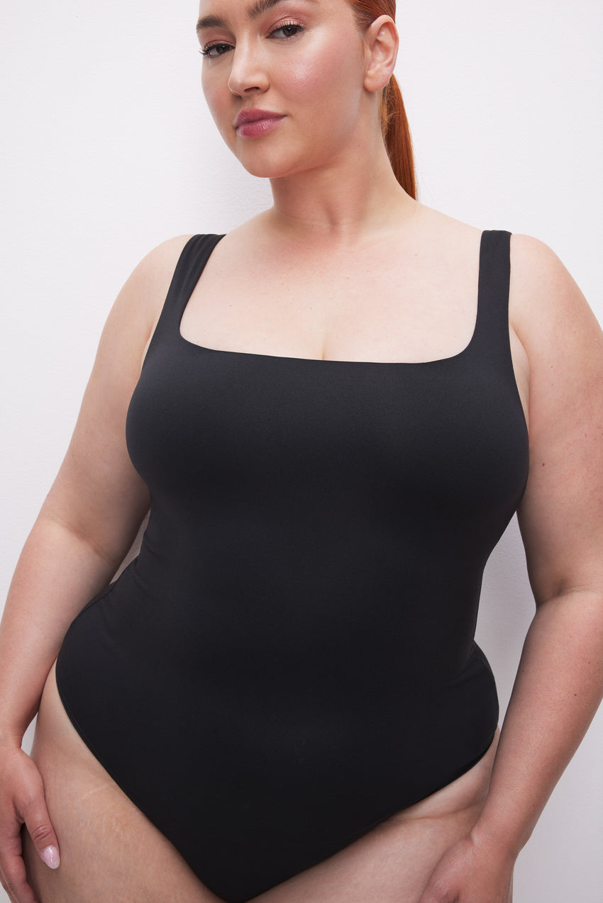 SUPER STRETCH JERSEY TANK BODYSUIT | BLACK001 View 5 - model: Size 16 |