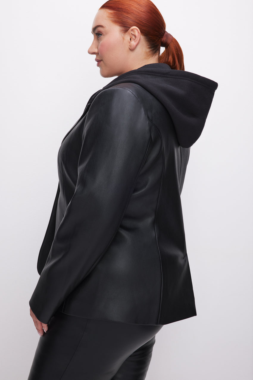 FAUX LEATHER SCULPTED BLAZER | BLACK001 View 8 - model: Size 16 |