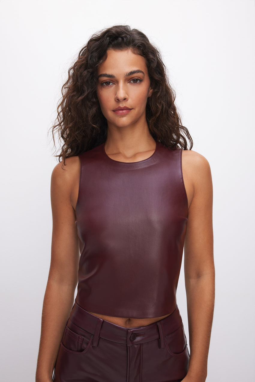 FAUX LEATHER SHELL TANK | MALBEC003 View 4 - model: Size 0 |