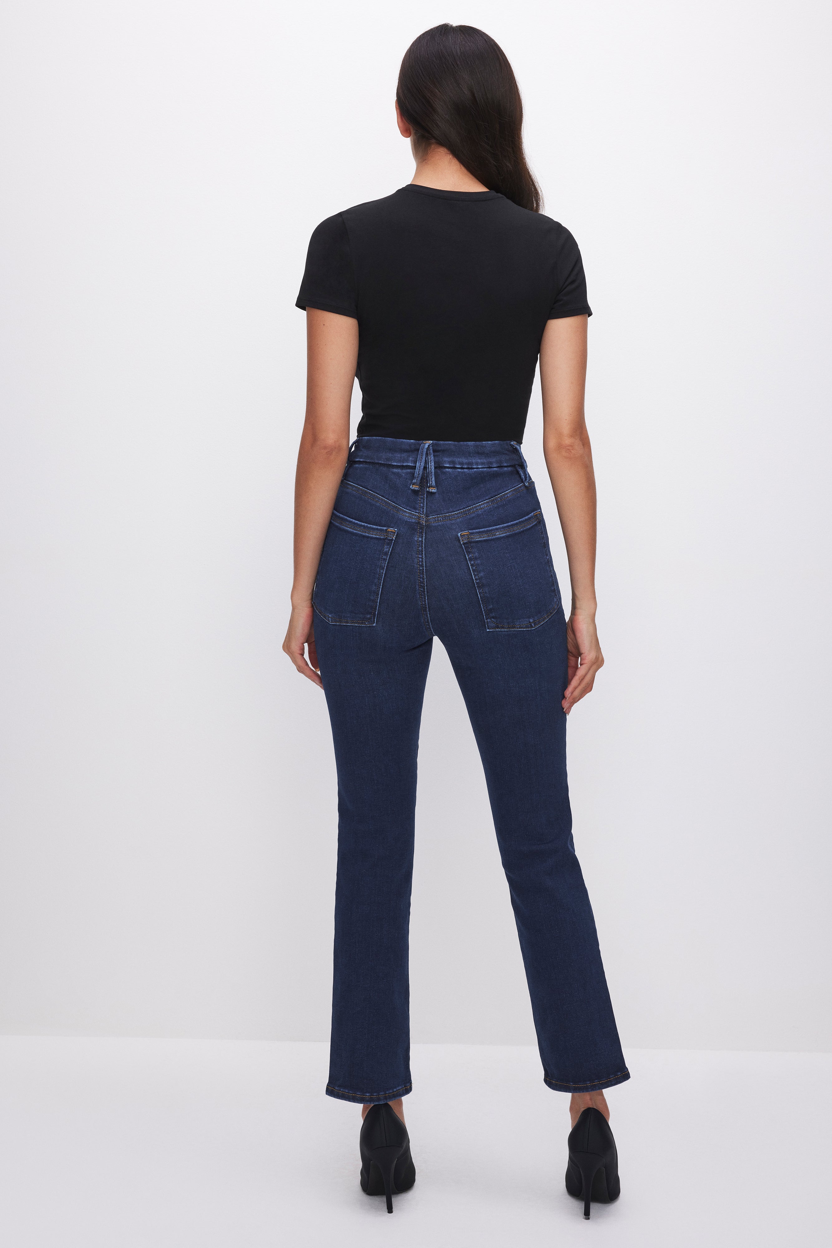 POWER STRETCH PULL-ON STRAIGHT JEANS | INDIGO491 - GOOD AMERICAN