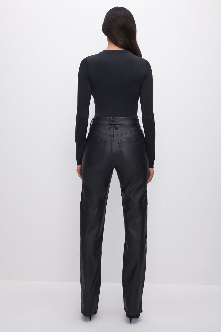 GOOD BOY FAUX LEATHER PANTS | BLACK001 View 4 - model: Size 0 |