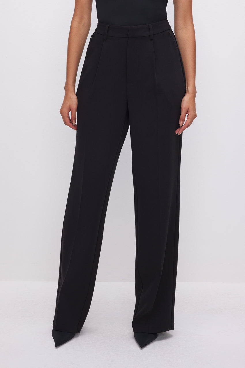 LUXE SUITING COLUMN TROUSERS | BLACK001 View 3 - model: Size 0 |