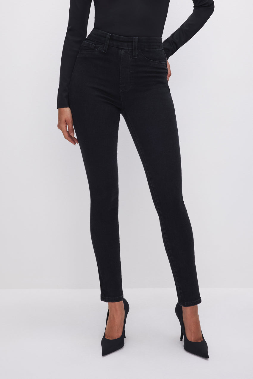 POWER STRETCH PULL-ON SKINNY JEANS | BLACK001 View 0 - model: Size 0 |