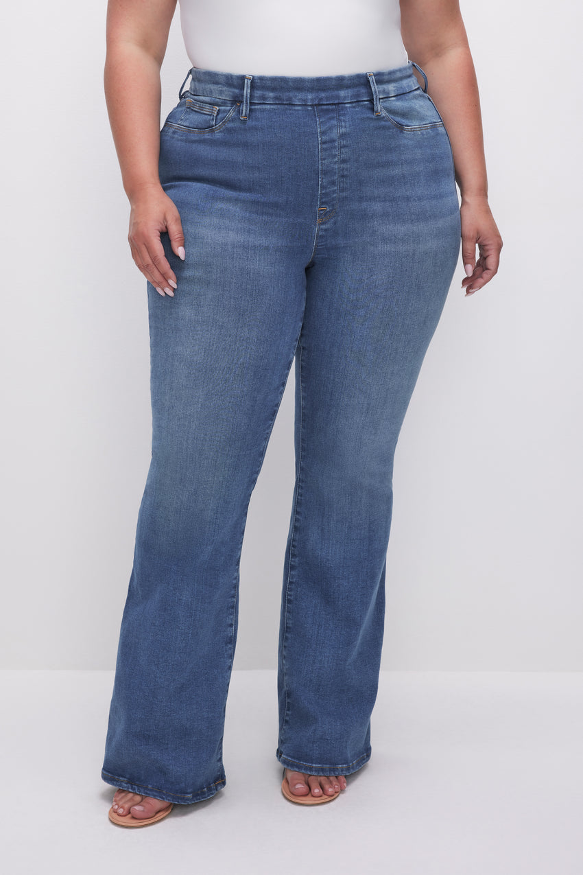 POWER STRETCH PULL-ON FLARE JEANS