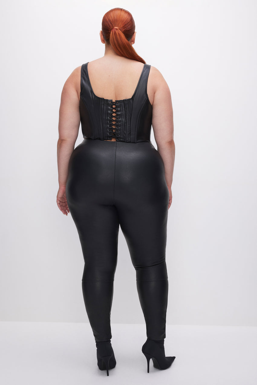 GOOD WAIST FAUX LEATHER LEGGINGS  | BLACK001 View 8 - model: Size 16 |