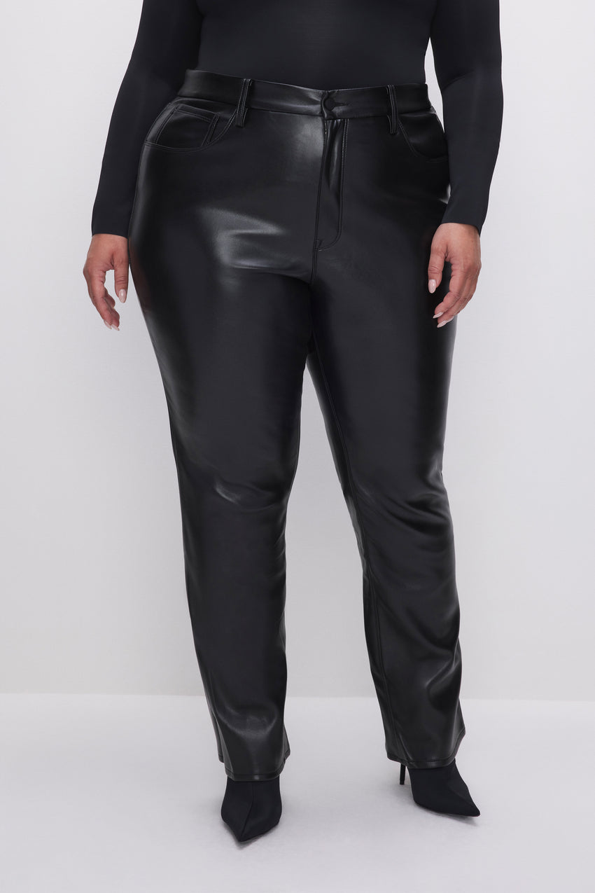 GOOD ICON FAUX LEATHER PANTS | BLACK001 View 2 - model: Size 16 |