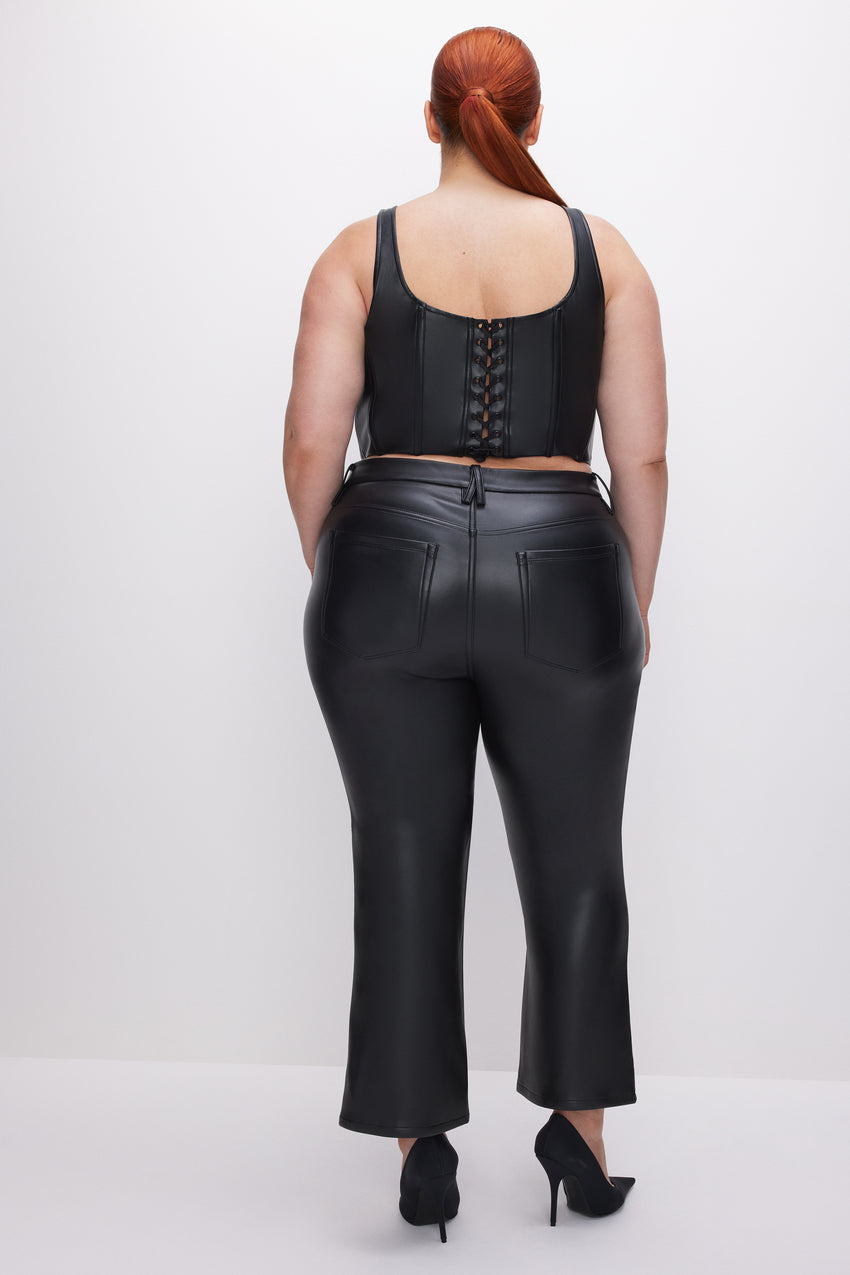 Black Plus Size Cropped Vegan Leather Pants