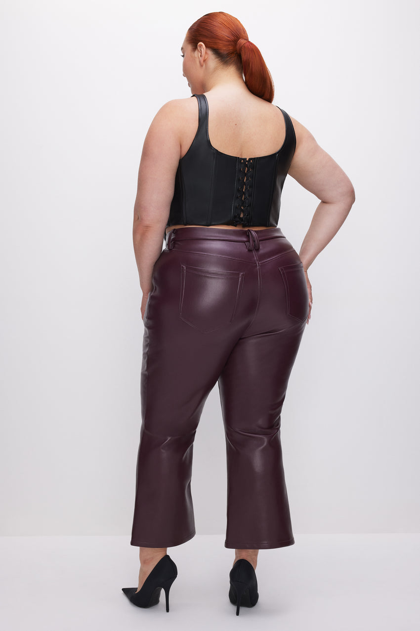 GOOD LEGS CROPPED MINI BOOT FAUX LEATHER PANTS | MALBEC003 View 8 - model: Size 16 |