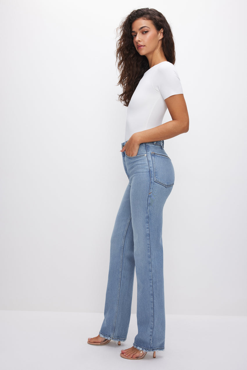 SOFT-TECH GOOD ICON STRAIGHT JEANS | INDIGO510 View 3 - model: Size 0 |