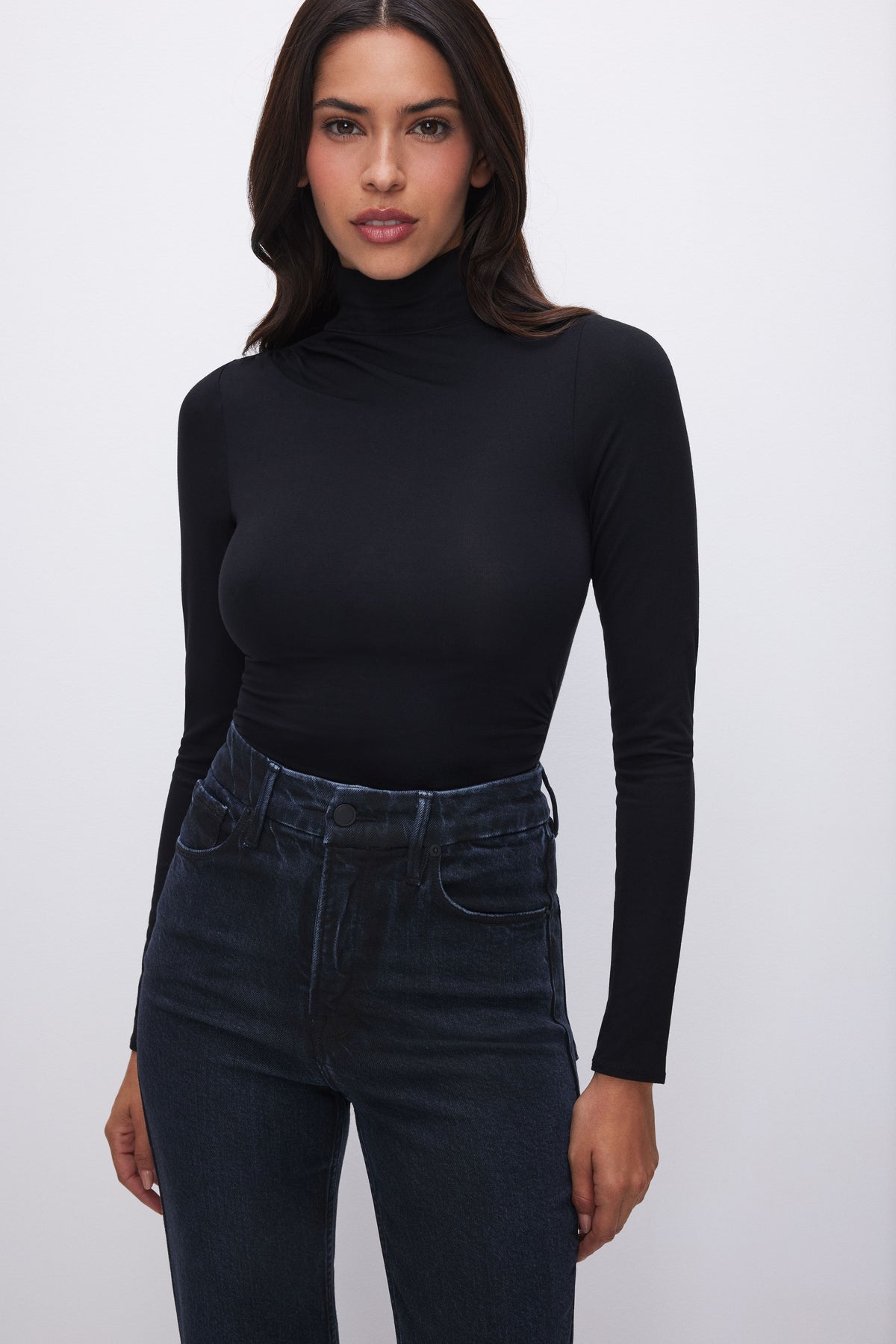 STRETCH JERSEY LONG SLEEVE TURTLENECK BODYSUIT