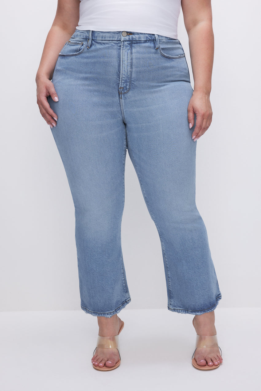 SOFT-TECH GOOD LEGS CROPPED MINI BOOT JEANS | INDIGO510 View 7 - model: Size 16 |