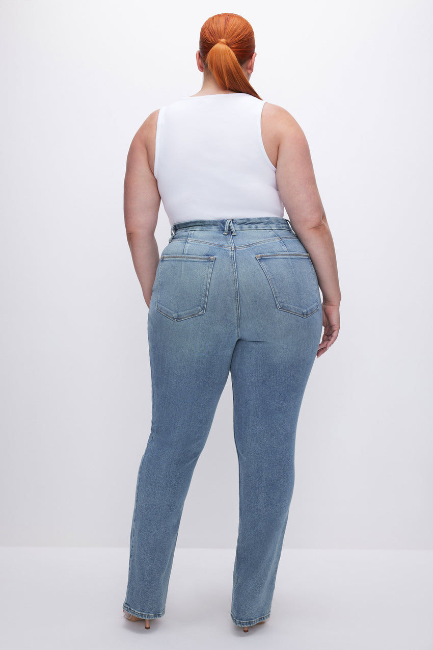 GOOD ICON STRAIGHT SUPER COMPRESSION JEANS | INDIGO440 View 12 - model: Size 16 |