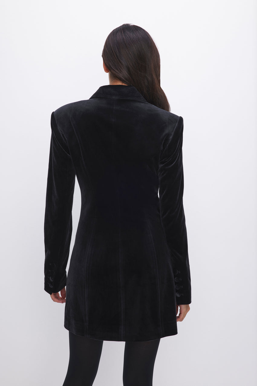 VELVET BLAZER MINI DRESS | BLACK001 View 5 - model: Size 0 |