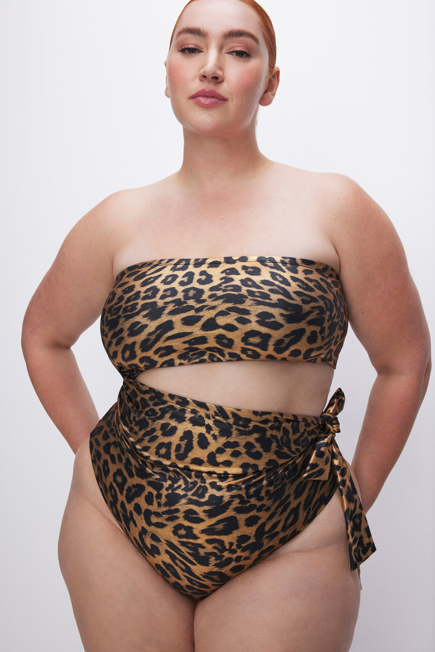 SIDE TIE SWIMSUIT | GOLD LEOPARD001 View 0 - 