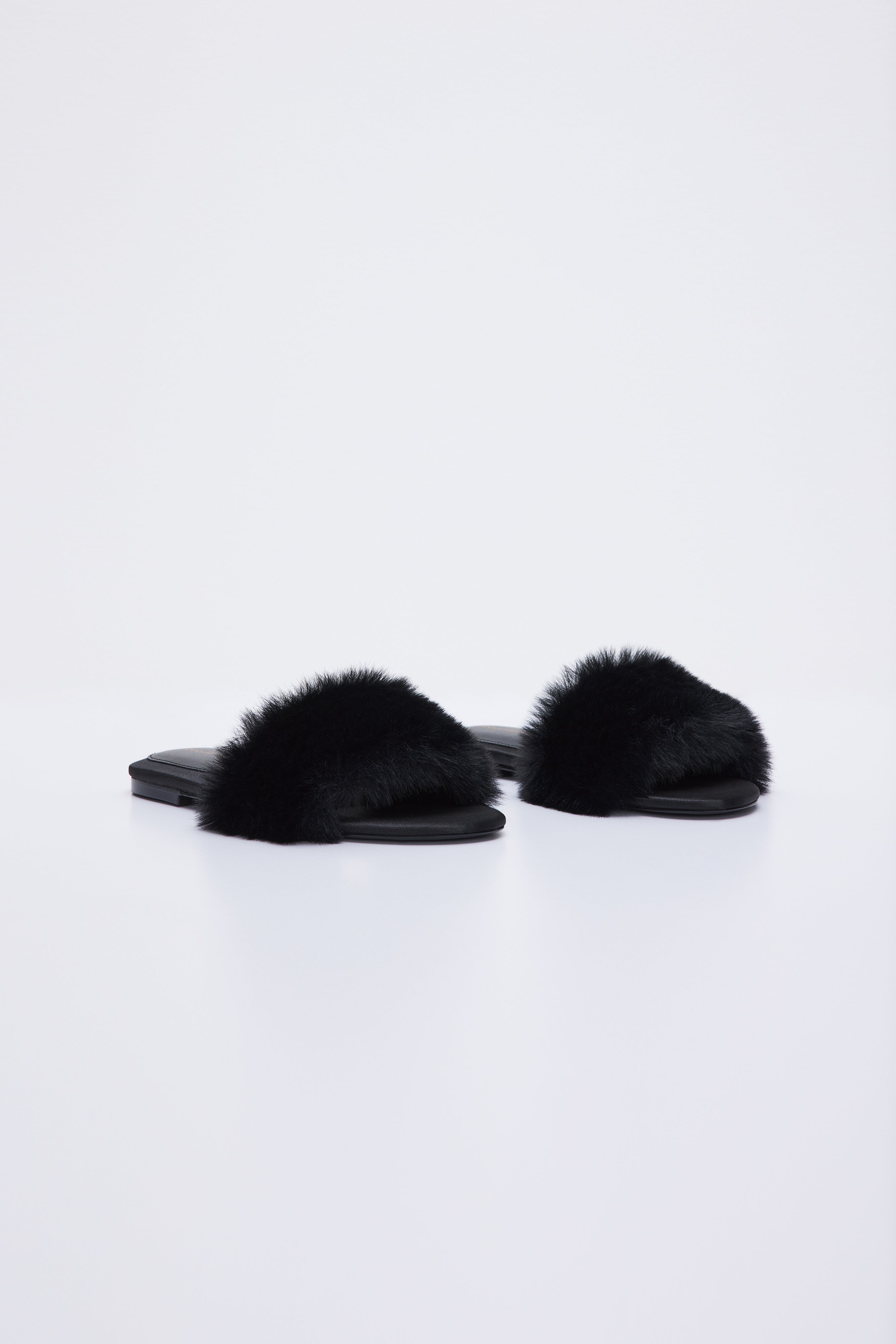 Faux Fur Slides, Black