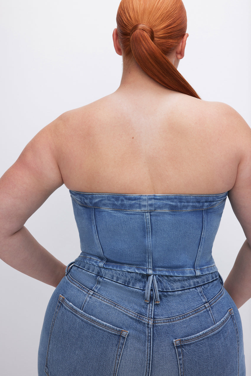 DENIM LIGHT COMPRESSION TUBE TOP | BLUE691 View 4 - model: Size 16 |