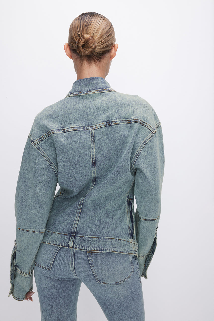 DENIM OPEN JACKET | BLUE690 View 3 - model: Size 0 |