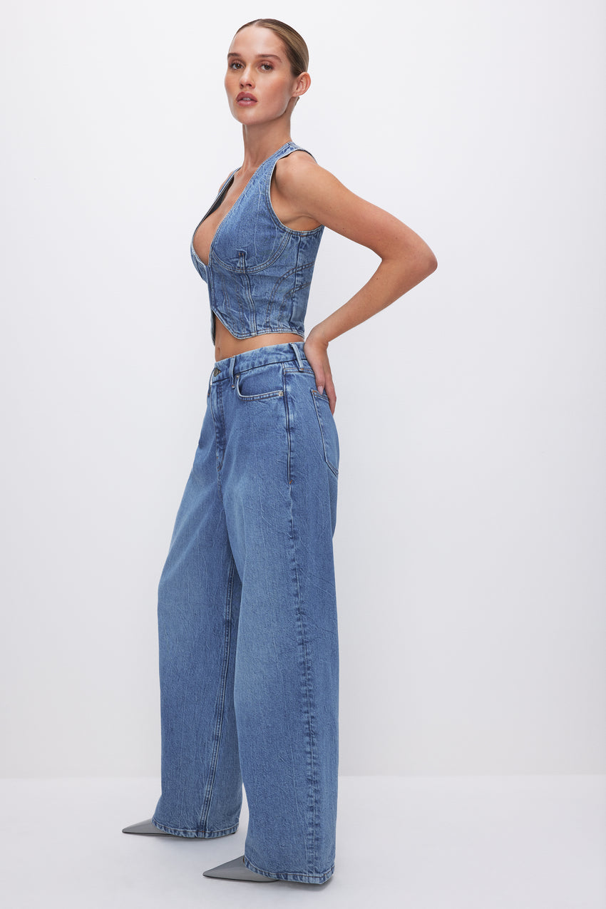 OVERSIZED STRAIGHT JEANS | INDIGO599 View 2 - model: Size 0 |