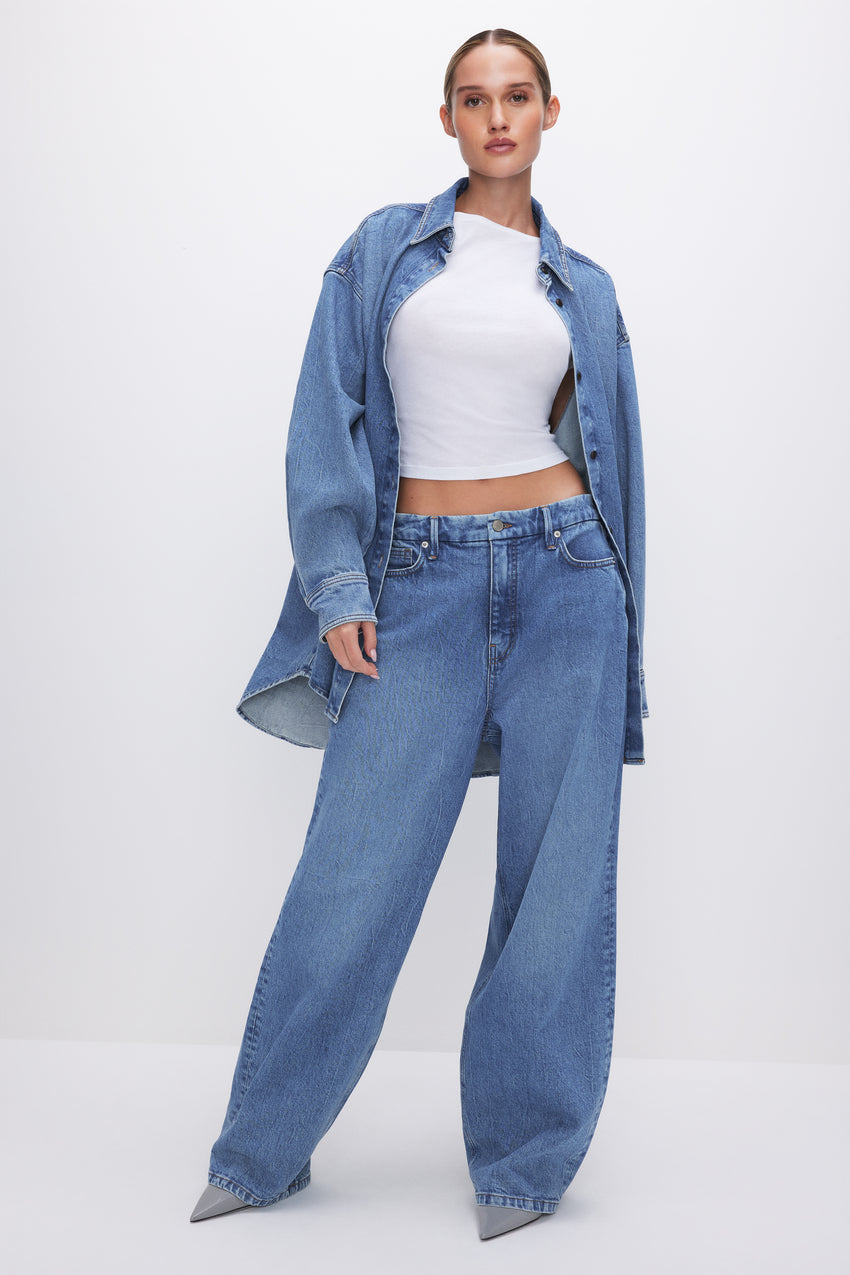 OVERSIZED DENIM SHIRT | INDIGO599 View 3 - model: Size 0 |