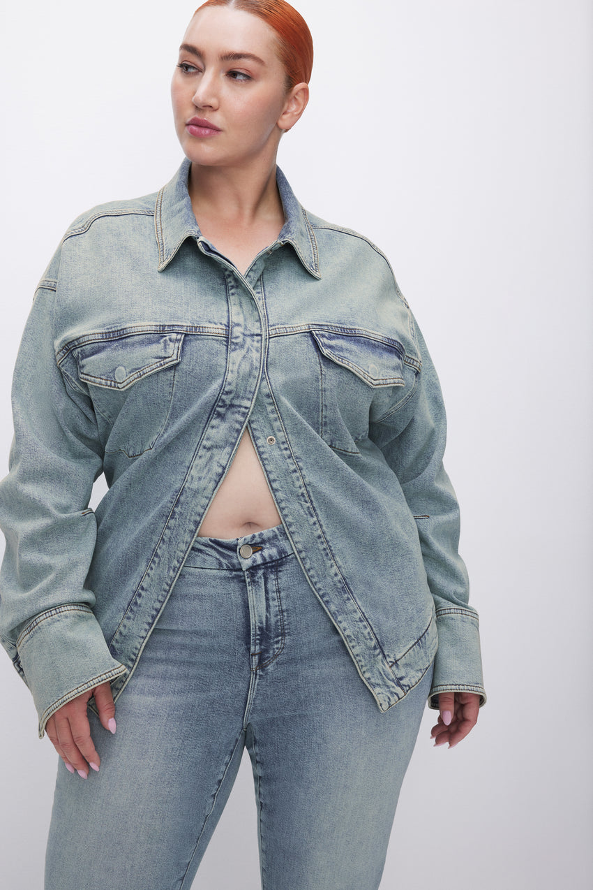 DENIM OPEN JACKET | BLUE690 View 4 - model: Size 16 |