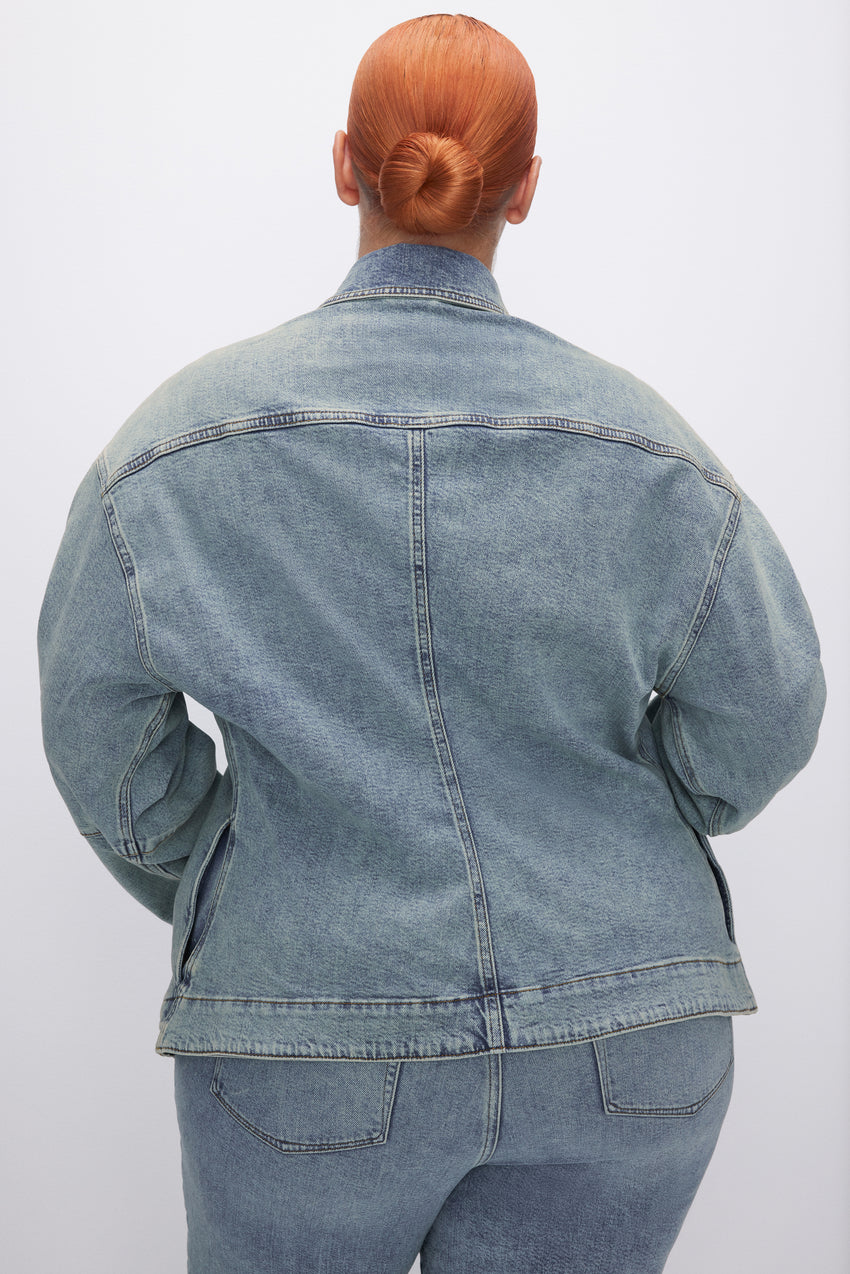 DENIM OPEN JACKET | BLUE690 View 6 - model: Size 16 |