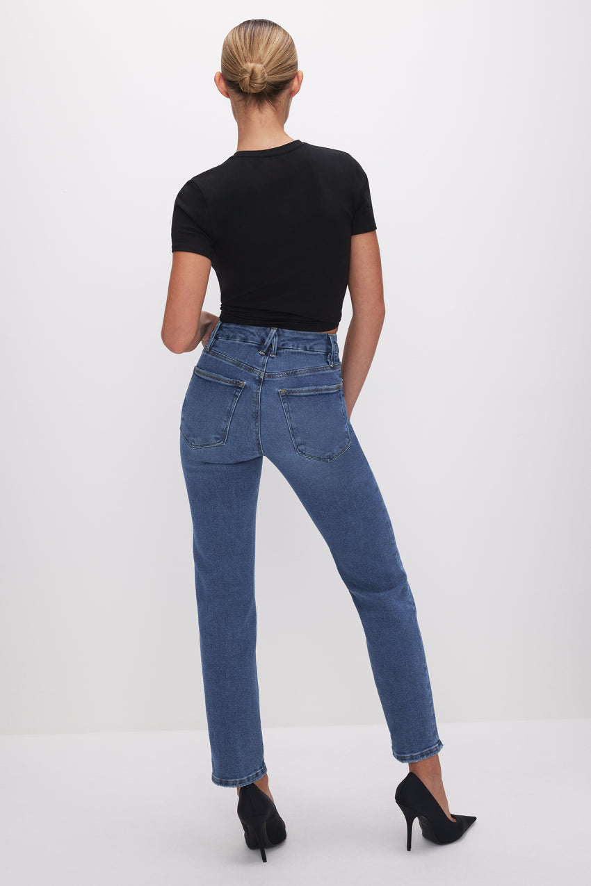 GOOD CLASSIC SLIM STRAIGHT JEANS | INDIGO405 View 8 - model: Size 0 |