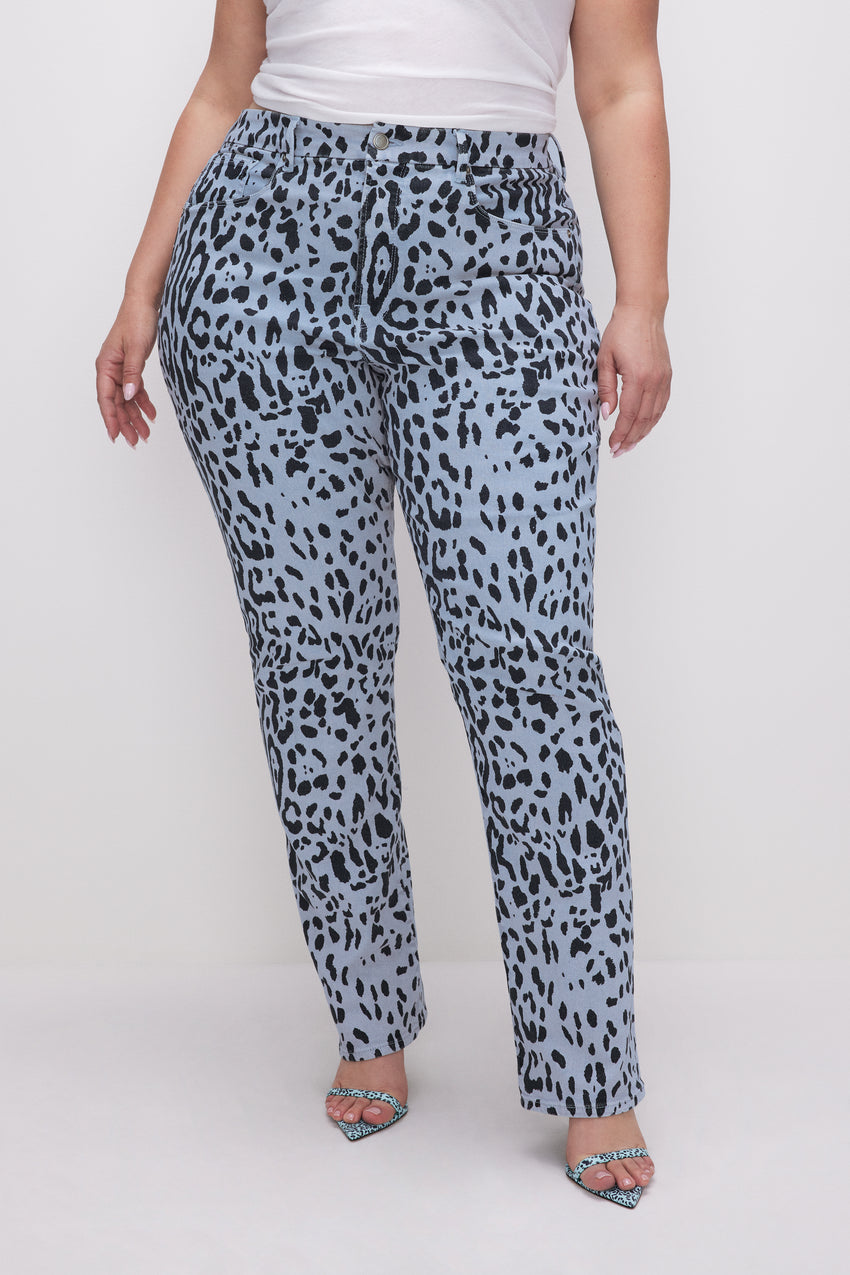 GOOD ICON STRAIGHT JEANS | MINERAL GLASS LEOPARD001 View 7 - model: Size 16 |