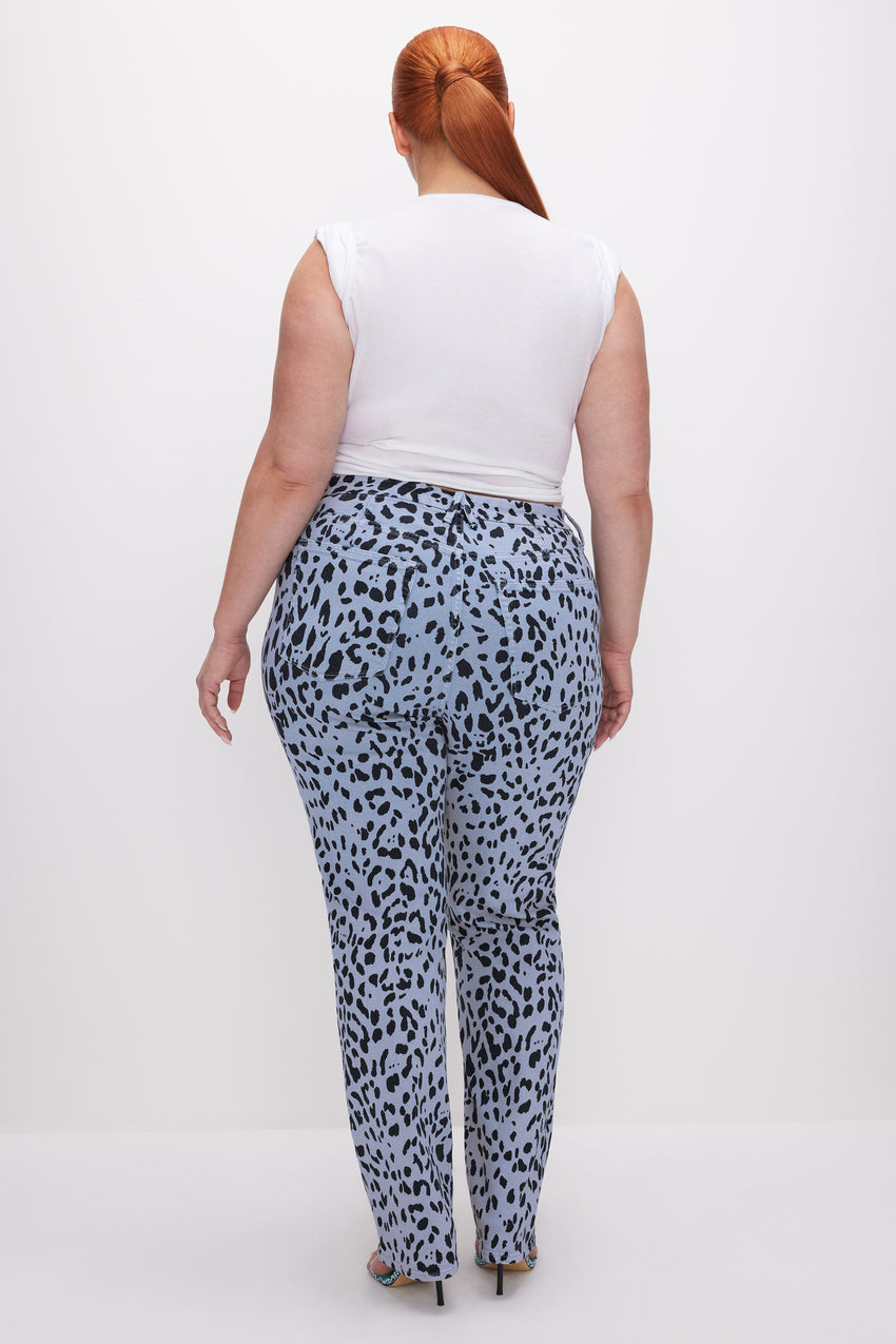 GOOD ICON STRAIGHT JEANS | MINERAL GLASS LEOPARD001 View 9 - model: Size 16 |