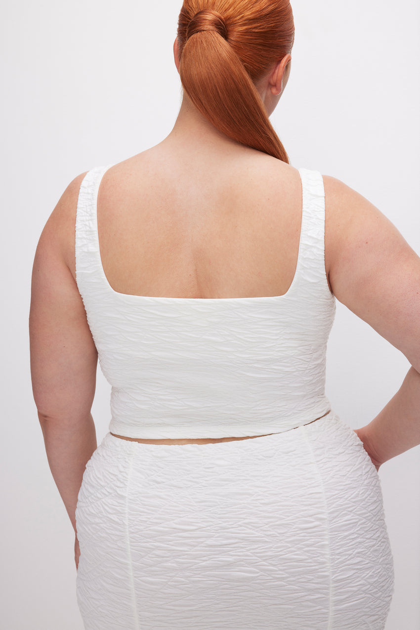 SCRUNCHIE CROPPED TANK TOP | CLOUD WHITE View 9 - model: Size 16 |