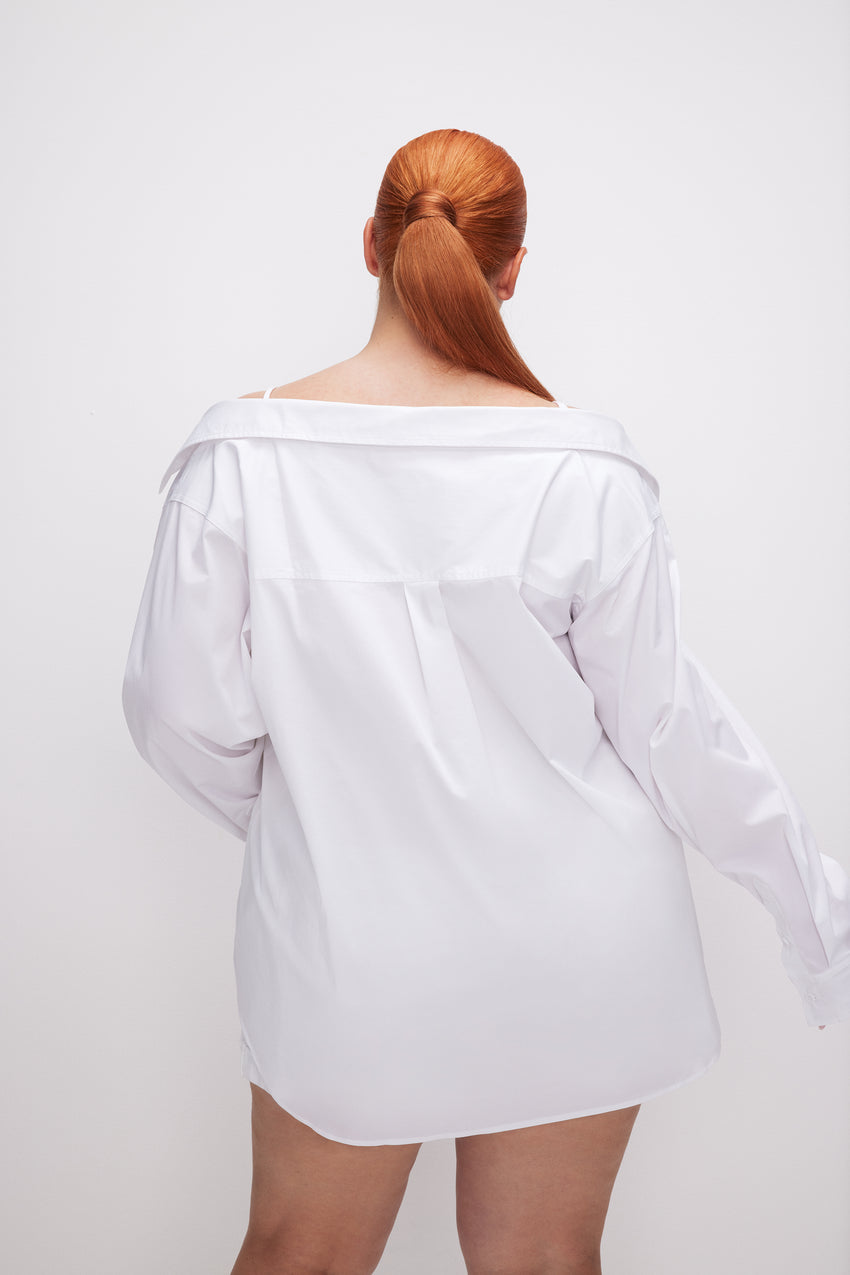 POPLIN OFF SHOULDER SHIRT | WHITE001 View 9 - model: Size 16 |